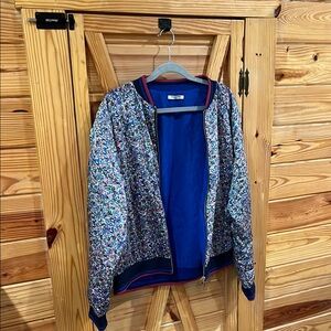 Scotch & Soda Blue Bomber Jacket with Ribbed Trim